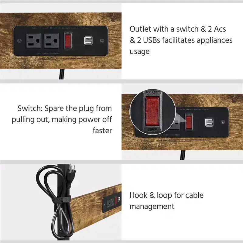 Bureau informatique à 3 niveaux avec station de charge pour le bureau à domicile