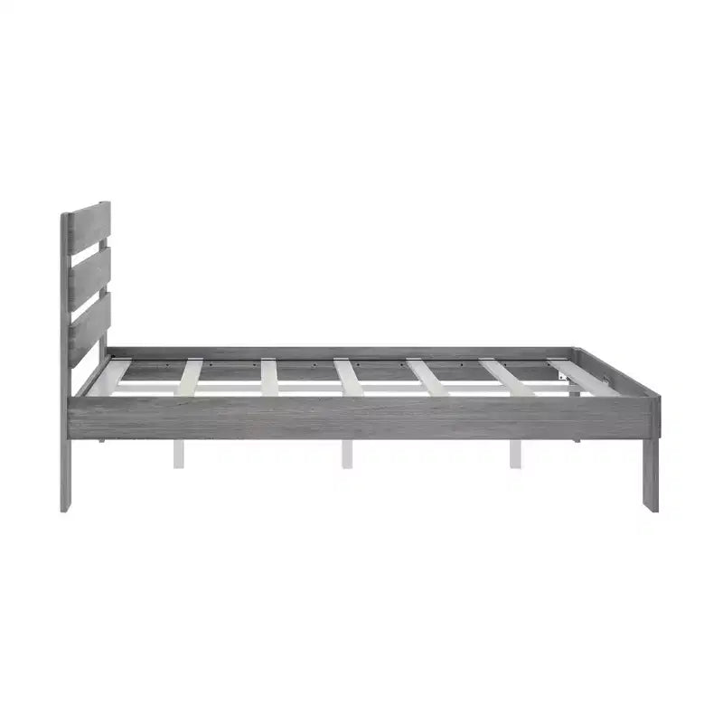 Lit Queen rustique avec tête de lit à planches, lit plateforme en bois massif