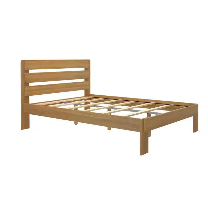 Lit Queen rustique avec tête de lit à planches, lit plateforme en bois massif