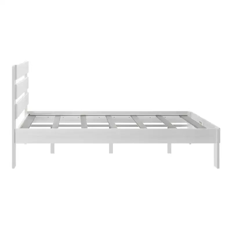 Lit Queen rustique avec tête de lit à planches, lit plateforme en bois massif