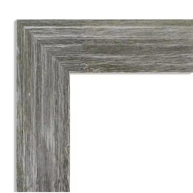 Miroir mural de salle de bain en bois, gris, non biseauté, étroit, 28,5 x 22,5 po