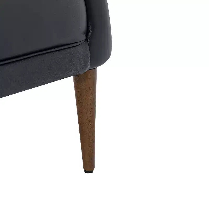 Fauteuil baril d'appoint capitonné en cuir véritable de 72,4 cm de large pour salon avec pieds en bois massif