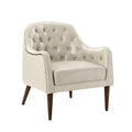 Fauteuil baril d'appoint capitonné en cuir véritable de 72,4 cm de large pour salon avec pieds en bois massif
